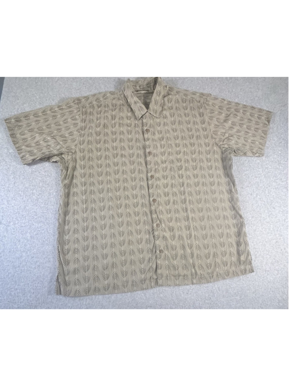 Tommy Bahama Mens XL Silk Feel Camp Shirt Beige Abstract Wave Hawaiian Button Up